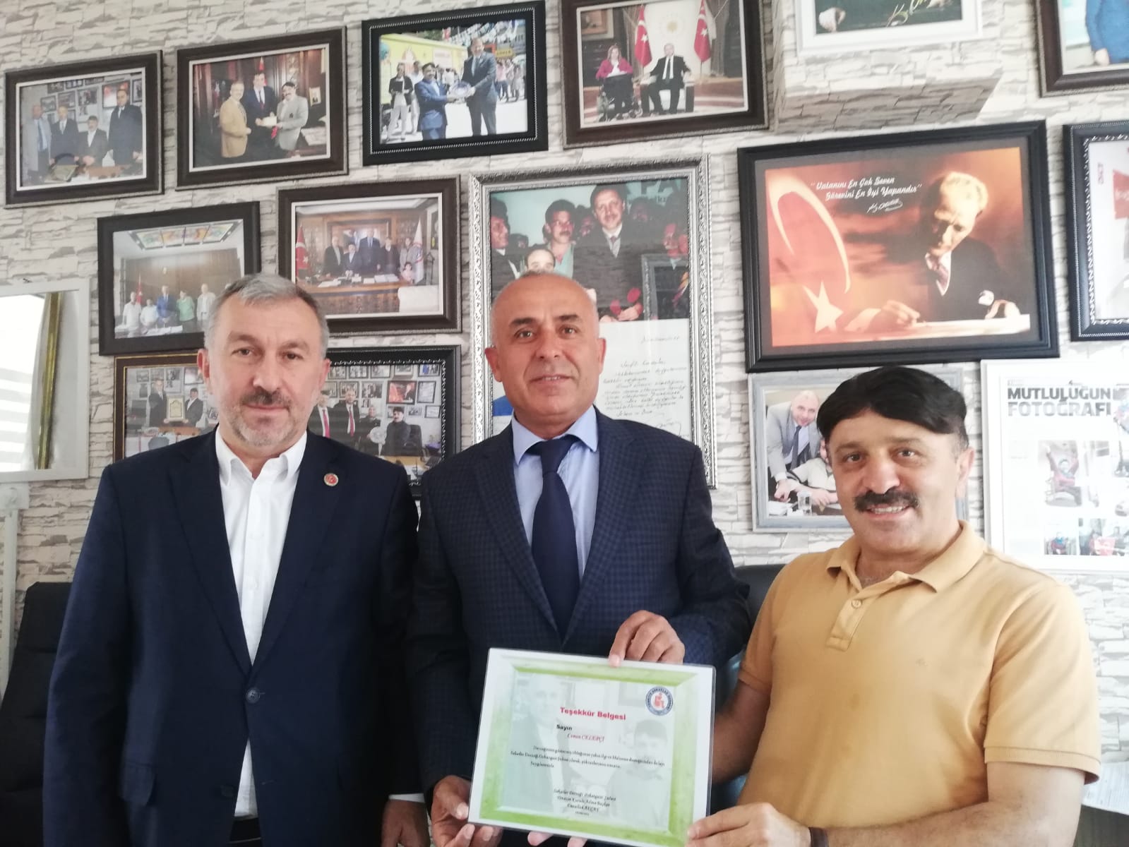 TÜRKİYE SAKATLAR DERNEĞİ ORHANGAZİ ŞUBESİNDEN CELEBCİ'YE TEŞEKKÜR BELGESİ!
